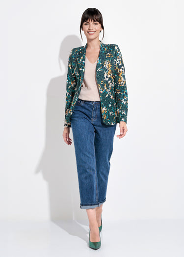 Veste motif arty avec bouton bijou métal Canard/Jaune