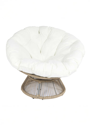 Fauteuil rembourré rotatif rotin, foncé Blanc