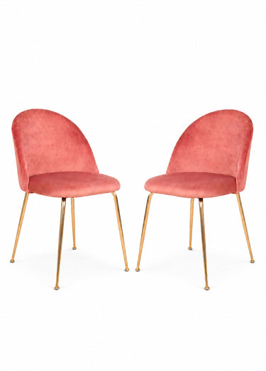 Chaises velours pieds aspect laiton 1R Rose