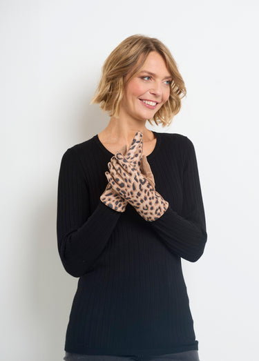 Gants chauds imprimé léopard et uni Leopard/Camel