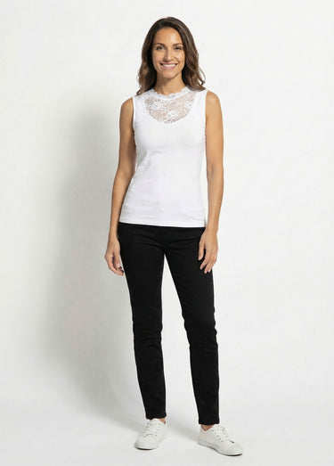 Maillot de corps sans manches dentelle Blanc