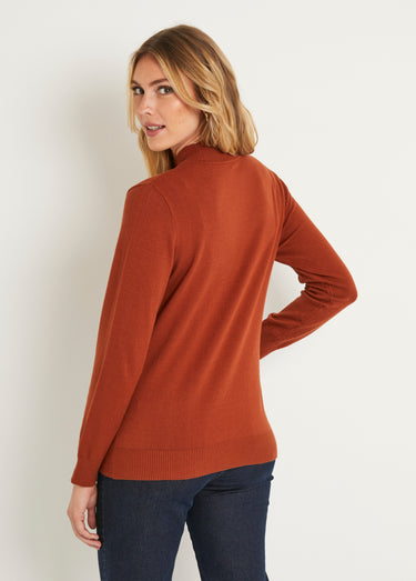 Pull doux uni col montant modal mélangé Noisette