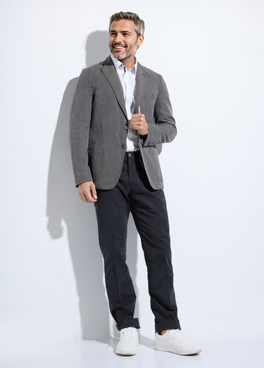 Veste col tailleur en coton, style casual Gris