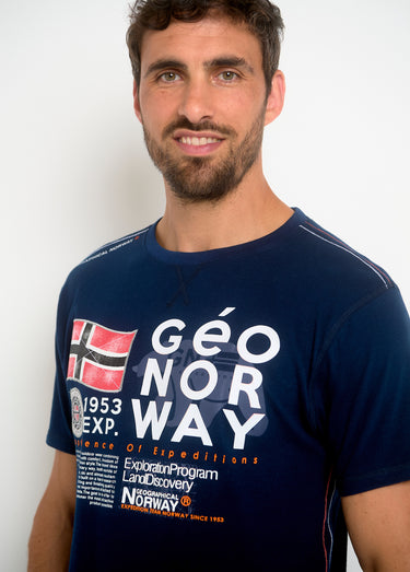 T-shirt homme col rond et inscriptions Marine
