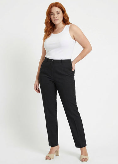 Pantalon droit uni taille semi élastiquée Noir