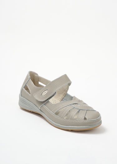 Sandales confortables en cuir ajouré Gris