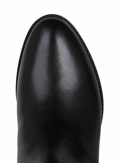 Bottes cavalières plates cuir lisse et suédé Noir