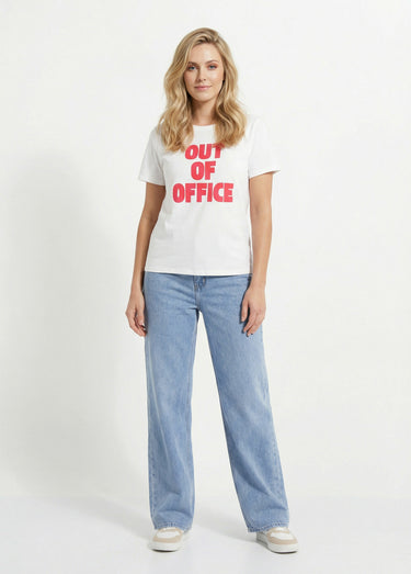 T-shirt fun inscription Out of office Blanc/Rouge