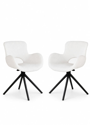 Chaises maille bouclette, pied pivotant Blanc Casse