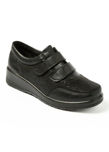 Derbies à scratchs et talon compensé Noir