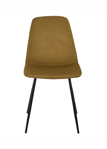 Set 4 Chaises velours cotelé, pieds métal Jaune Moutarde