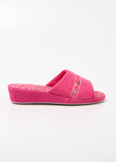Chaussons mules toile largeur confort Fuchsia