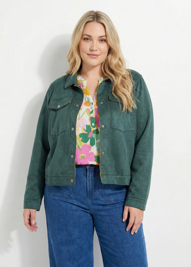 Veste en suédine détails contrastants Vert