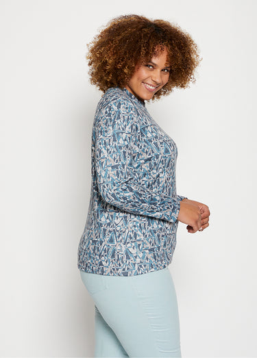 Sous-pull maille chinée extensible Bleu / Gris