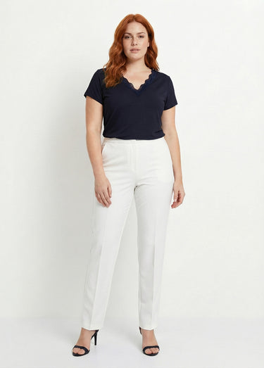 Pantalon droit taille semi-élastiquée Blanc