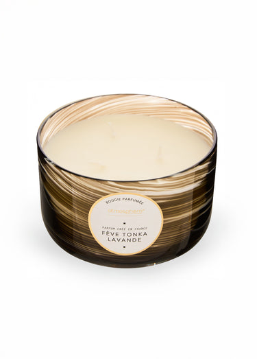 Grande bougie parfumée, effet tourbillon Marron