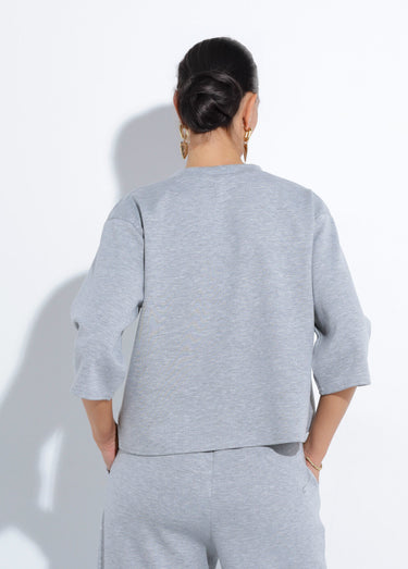 Sweat coupe confort avec manches 3/4 Gris Chine