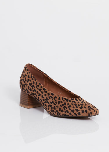 Escarpins fantaisie à talon, bout carré Leopard