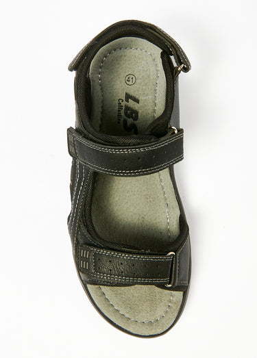 Sandales confortables cuir, 3 brides Noir