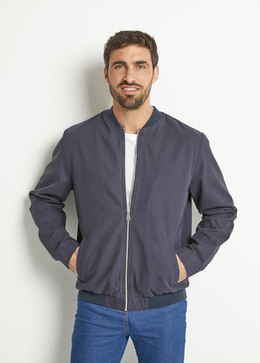 Blouson zippé type teddy Marine