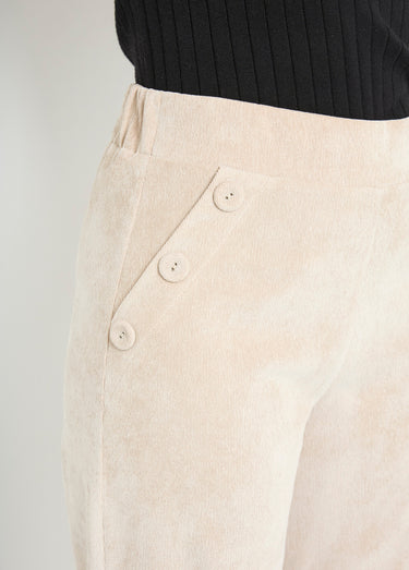 Pantalon large velours milleraies Ecru