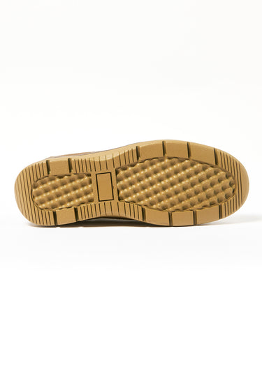 Chaussures bateau cuir élastiques côtés Camel