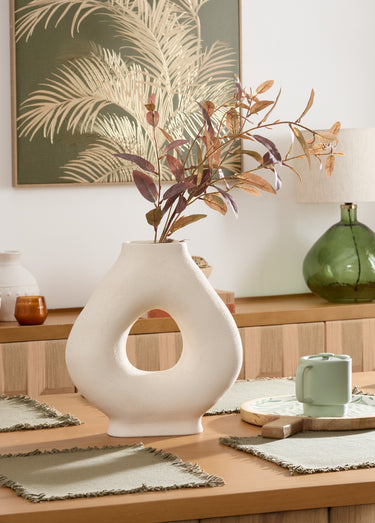Vase en céramique brute BREA, clair Blanc