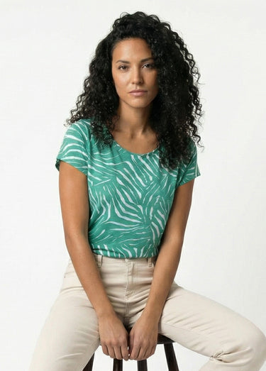 T-shirt col rond manches courtes imprimé Vert