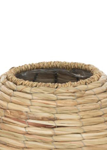 Vase boule en paille Beige