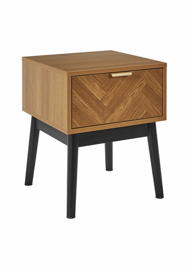 Table de chevet en bois façon chevrons Marron/Noir