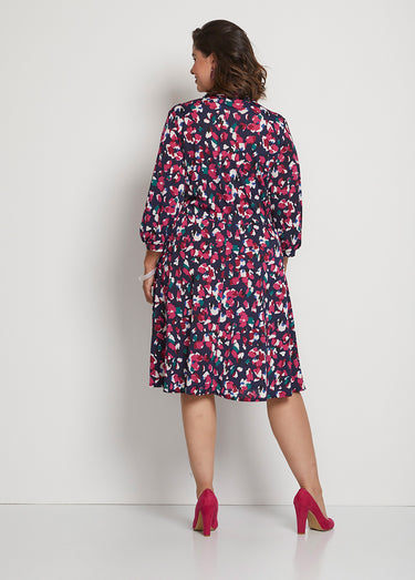 Robe courte évasée cache-coeur imprimée Imprime Fuchsia