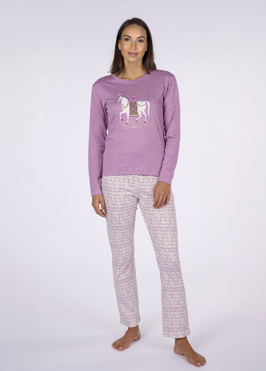 Pyjama long fantaisie thème chevaux Rose Chine