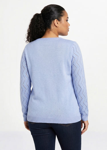Pull court ajouré torsades Bleu