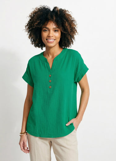 Tunique longue ample coton uni Vert