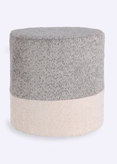 Pouf foncé bicolore rond aspect laineux Gris