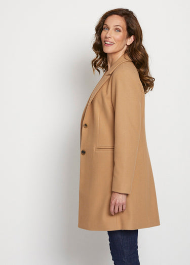 Manteau col tailleur aspect lainage Camel