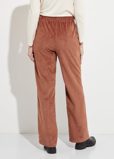 Pantalon large velours milleraies Marron