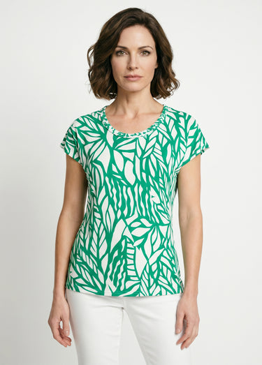 T-shirt court motif graphique Vert/Blanc