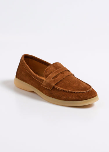 Mocassin en suédine et semelle antiderapante Camel