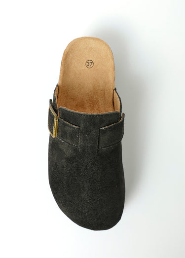 Mules sabot suédine semelle compensée Noir