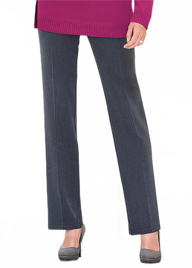 Pantalon droit taille semi élastiquée ventre plat Uni Gris