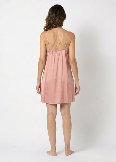 Nuisette à bretelles, satin et dentelle Rose