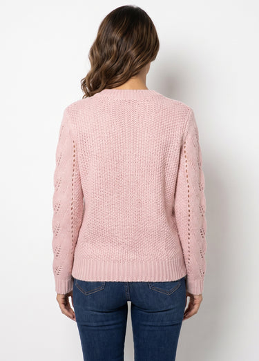 Pull doux en maille fantaisie Rose