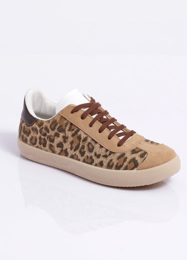 Baskets cuir à lacets imprimé léopard Leopard