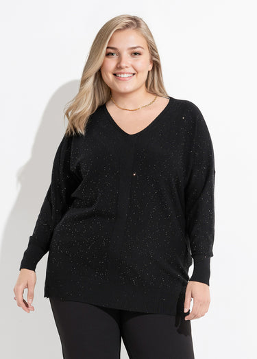 Pull maille fine jauge avec mini sequins Noir