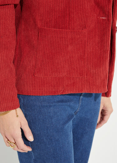 Veste velours grosses cotes, col tailleur Brique