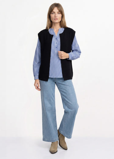 Gilet sans manches maille fantaisie Noir
