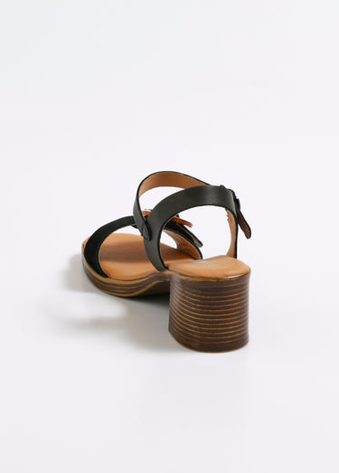 Sandales à boucle en suédine à talon Noir