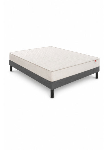 Ensemble Matelas ferme à ressorts + Sommier tapissier 16cm Gris