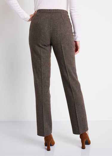 Pantalon droit chevrons ou chiné entrejambe 70 cm Chine Marron